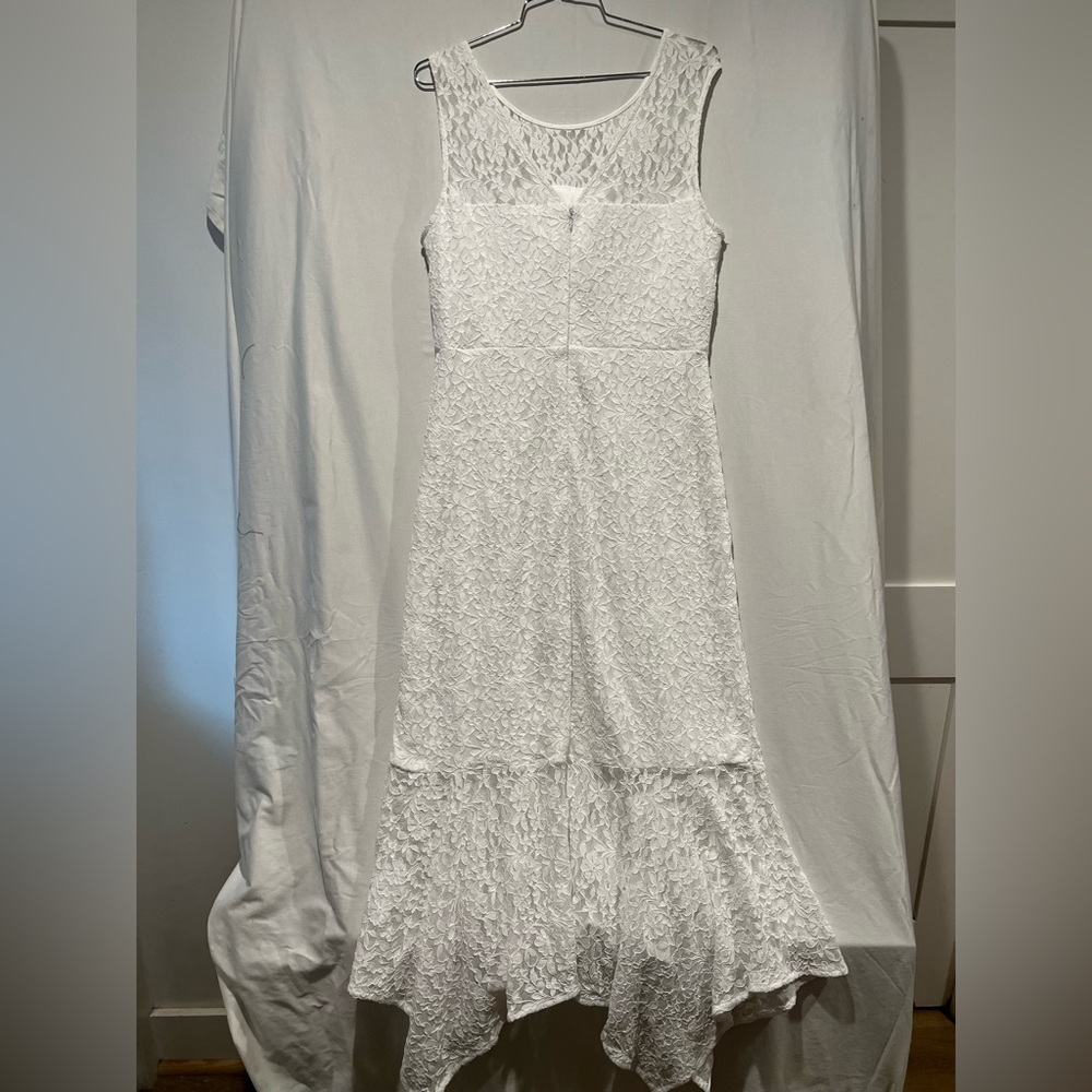 Kensie White Lace High Low Dress Sleeveless Fit Flare Size 10 Feminine - Picture 9 of 16